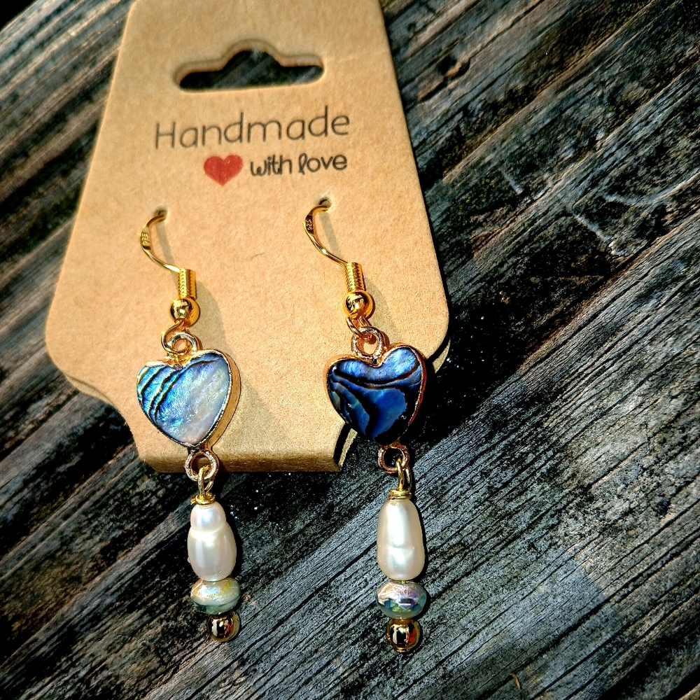 Abalone Shell / Pearl Earrings NWT